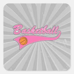 Basketball-Logo pink Frauen Mädchen Quadratischer Aufkleber