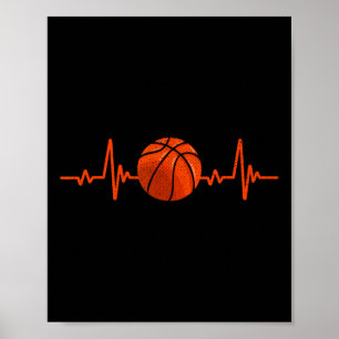 Basketball Lover Heartbeat Vintag Retro Basketbal Poster
