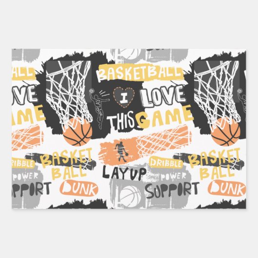 Basketball-Lover-Muster Geschenkpapier Set (Vorderseite 3)