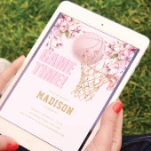Basketball Luxury Girl Birthday Pink Gold Einladung