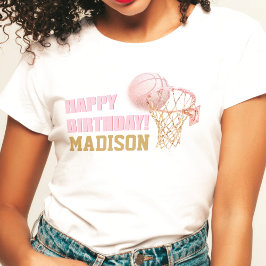 Basketball Luxury Girl Birthday Wasserfarbe T-Shirt