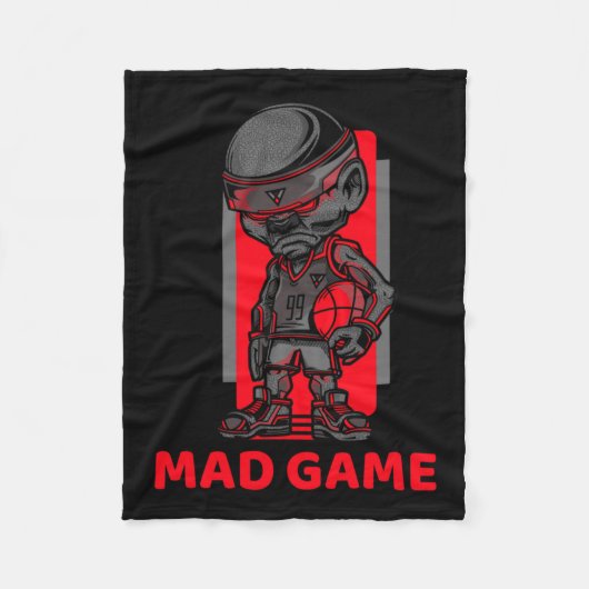 Basketball Mad Game Rot und Grau Fleecedecke (Vorderseite)