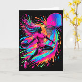 Basketball Mädchen Bunt  Karte (Gelbe Blume)