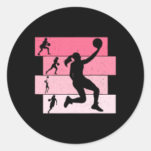 Basketball Mädchen Frauen Kinder Runder Aufkleber