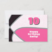 Basketball-Mädchen Geburtstag pinkfarben schwarz Karte (Vorderseite)