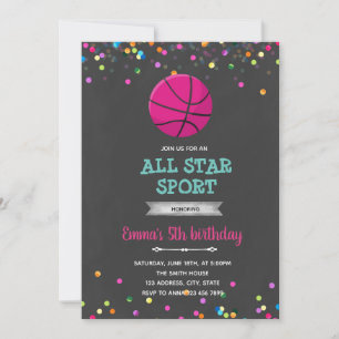 Basketball-Mädchen-Geburtstags-Einladung Einladung