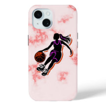 Basketball Mädchen Pink Marmor IPhone 15 Hülle