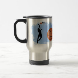Basketball Male Player and Ball personalize Reisebecher