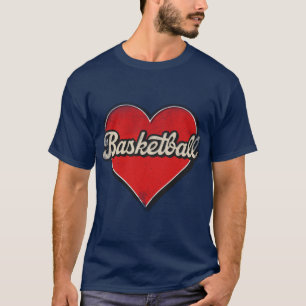 Basketball Mama Basketball Retro Herz T-Shirt