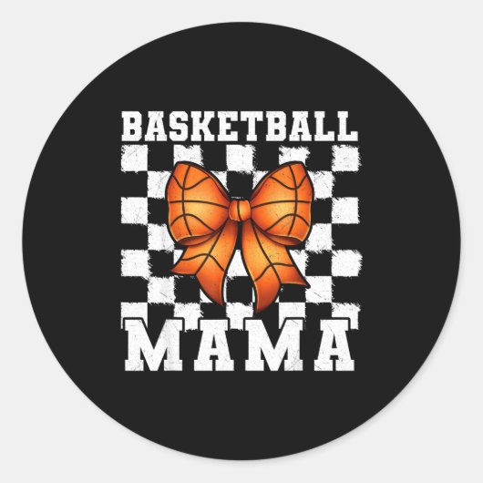 Basketball Mama Coquette Bow Game Day Funny Srts L Runder Aufkleber (Vorderseite)
