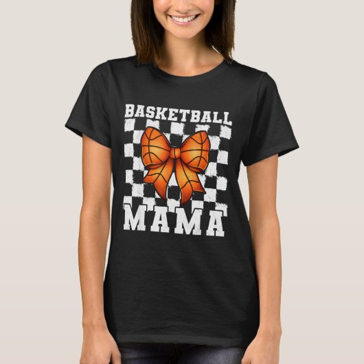 Basketball Mama Coquette Bow Game Day Funny Srts L T-Shirt (Vorderseite)