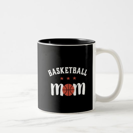Basketball-Mama für die stolze Mutter des Sportspi Zweifarbige Tasse (Rechts)