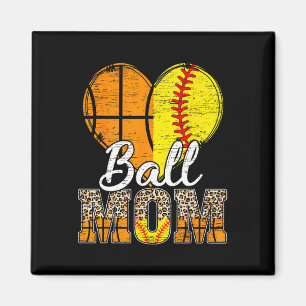 Basketball Mama Herzstück Softball Mama Leopard Mu Magnet