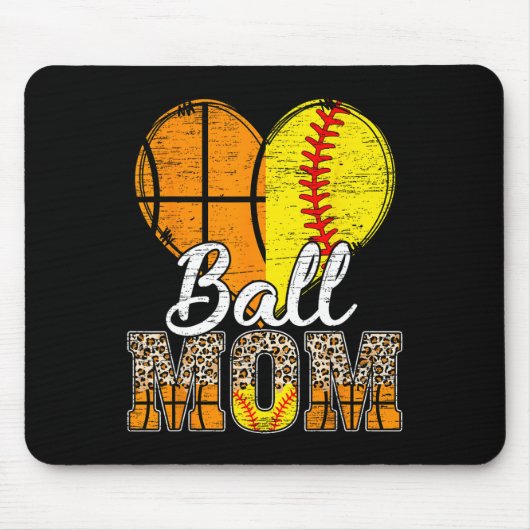Basketball Mama Herzstück Softball Mama Leopard Mu Mousepad (Vorne)