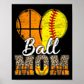 Basketball Mama Herzstück Softball Mama Leopard Mu Poster (Vorne)