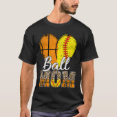 Basketball Mama Herzstück Softball Mama Leopard Mu T-Shirt (Vorderseite)