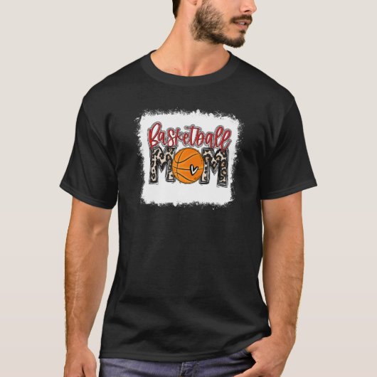 Basketball Mama Leopard Ball Mama Mütter gebleicht T-Shirt (Vorderseite)