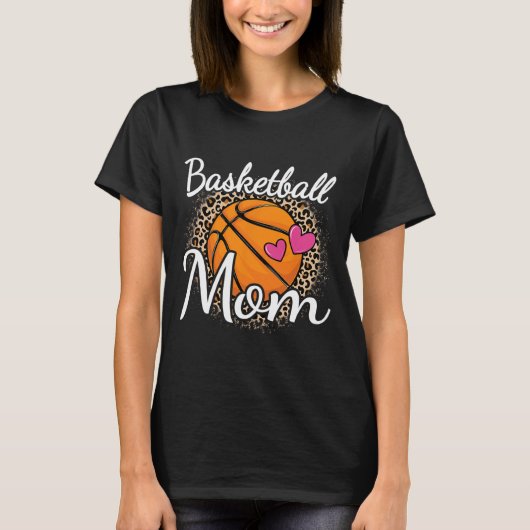 Basketball Mama Leopard Print Basketball Frauen Ma T-Shirt (Vorderseite)