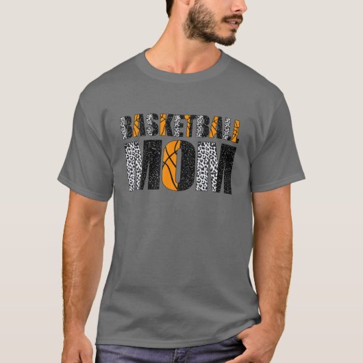 Basketball Mama Leopard T-Shirt Muttertag Ballama (Vorderseite)