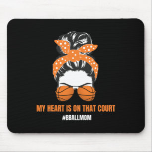 Basketball Mama Messy Bun Proud Mama Bball Basketb Mousepad