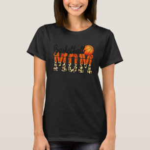 Basketball-Mama mit Leopard und rotem Herz für Mot T-Shirt