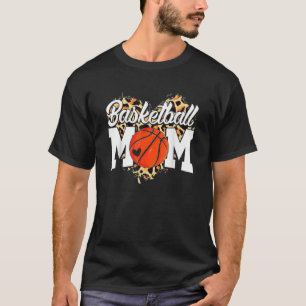Basketball Mama Neu Leopard Herzstück Sport Lover T-Shirt