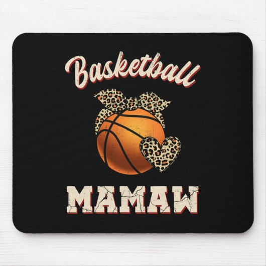 Basketball Mamaw Bandana Leopard Herz Fans Mutter Mousepad (Vorne)
