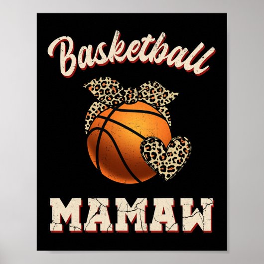 Basketball Mamaw Bandana Leopard Herz Fans Mutter Poster (Vorne)