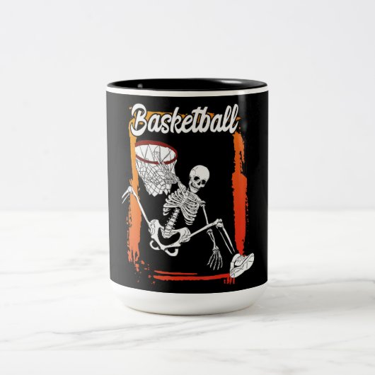 Basketball Männer Frauen Kinder Halloween Skelett Zweifarbige Tasse (Mittel)