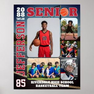 Basketball-Mannschaft Senior Night Foto-Collage Poster