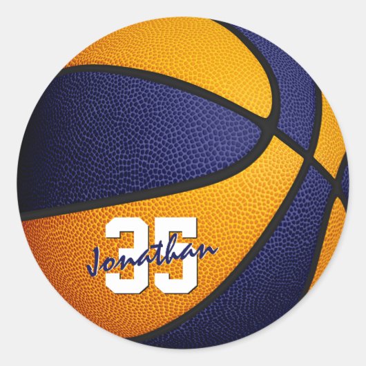 Basketball-Mannschaftsfarbe Runder Aufkleber (Vorderseite)
