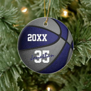 Basketball-Mannschaftsmemento für blaugraue Jungen Keramik Ornament