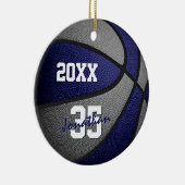 Basketball-Mannschaftsmemento für blaugraue Jungen Keramik Ornament (Rechts)