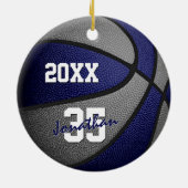 Basketball-Mannschaftsmemento für blaugraue Jungen Keramik Ornament (Hinten)