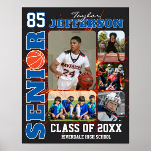 Basketball-Mannschaftsspieler-Foto-Collage Senior Poster