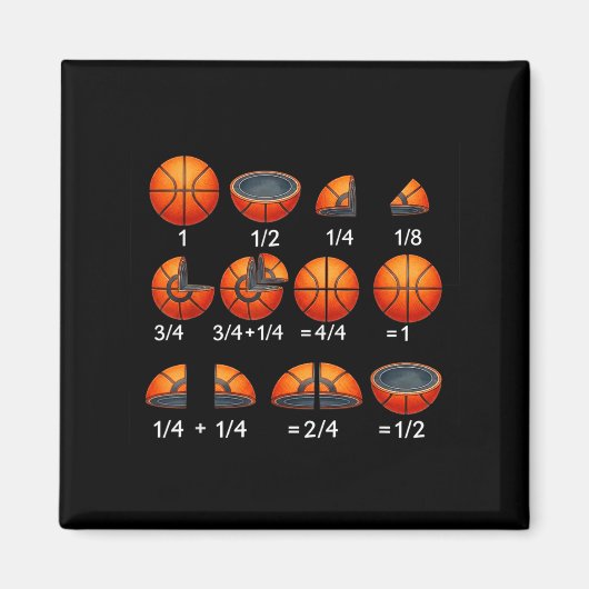 Basketball-Mathematik-Bruch zurück zur Schule Lehr Magnet (Vorne)