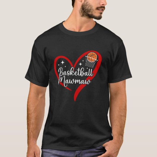Basketball Mawmaw Herz Mawmaw eines Basketball Pla T-Shirt (Vorderseite)