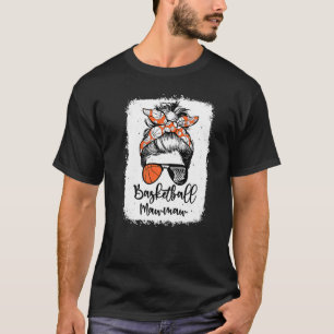 Basketball Mawmaw Vintag Leopard Messy Bun Bleach T-Shirt