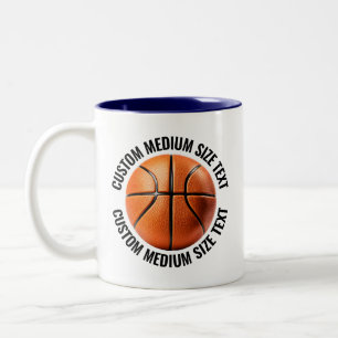 Basketball & Medium Text NAVY BLAU 325g Custom Zweifarbige Tasse