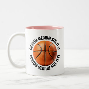 Basketball & Medium Text PINK 11oz Benutzerdefinie Zweifarbige Tasse