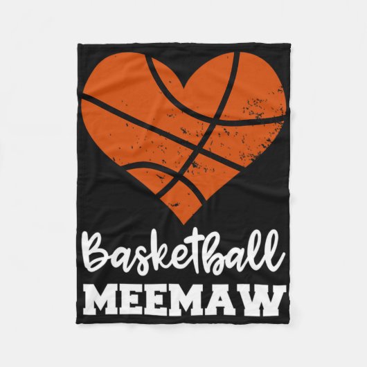Basketball Meemaw Fun Basketball Herz Oma Mee Fleecedecke (Vorderseite)