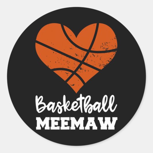 Basketball Meemaw Fun Basketball Herz Oma Mee Runder Aufkleber (Vorderseite)