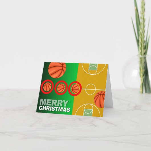 Basketball Merry Christmas Card Feiertagskarte (Vorderseite)