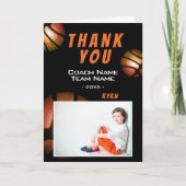 Basketball Metallisches Foto Danke, Coach Card Dankeskarte (Vorderseite)