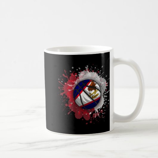 Basketball mit amerikanischer Samoa-Flagge Kaffeetasse (Rechts)