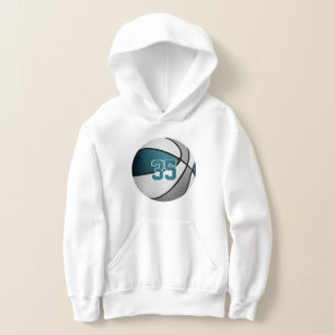 Basketball mit aquamarinen grauen Kindern Hoodie