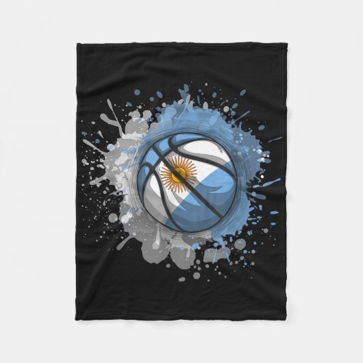 Basketball mit argentinischer Flagge Fleecedecke (Vorderseite)