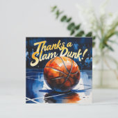 Basketball mit Ball Dank an den Slam Dunk Dankeskarte (Stehend Vorderseite)