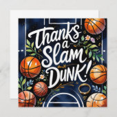 Basketball mit Ball Dank einer Slam-Dunk-Hochzeit Dankeskarte (Vorne/Hinten)