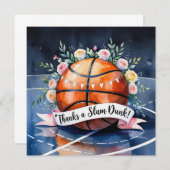 Basketball mit Ball Dank einer Slam-Dunk-Hochzeit Dankeskarte (Vorne/Hinten)